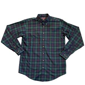 Brooks Brothers Long Sleeve Button Shirt Men's XL  Green Plaid Print